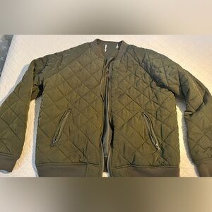 Olive Quilted Bomber Jacket